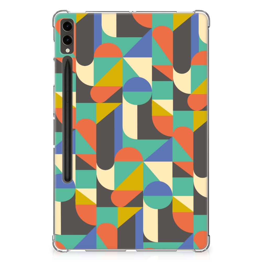 Samsung Galaxy Tab S9 Plus Hippe Hoes Funky Retro design achterkant kleurrijk patroon