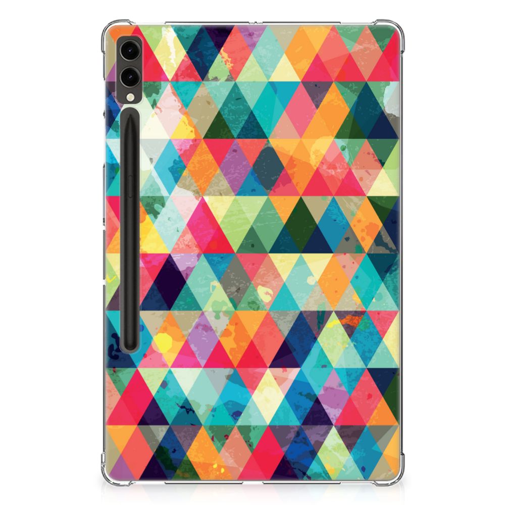 Samsung Galaxy Tab S9 Plus Hippe Hoes Geruit kleurrijk design geometrisch