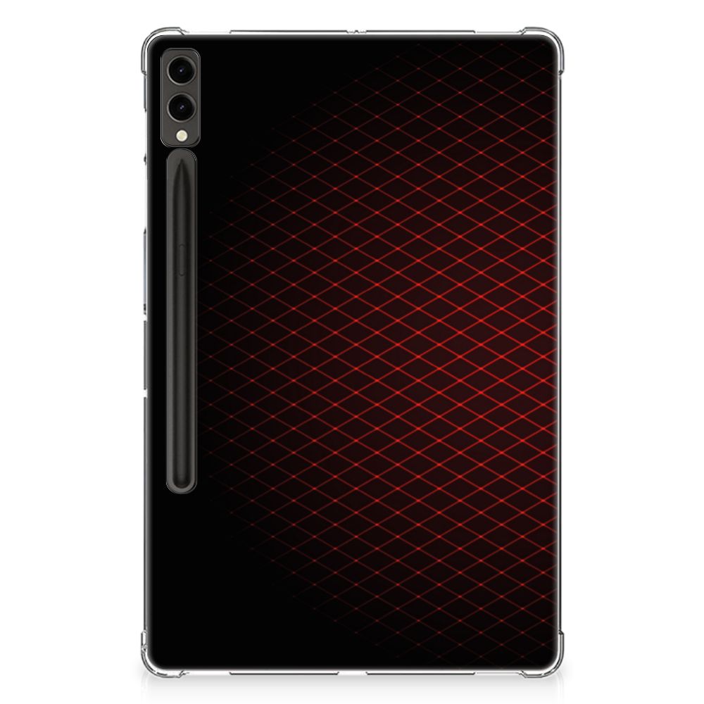 Samsung Galaxy Tab S9 Plus Hippe Hoes Geruit Rood rugzijde design ruitjes