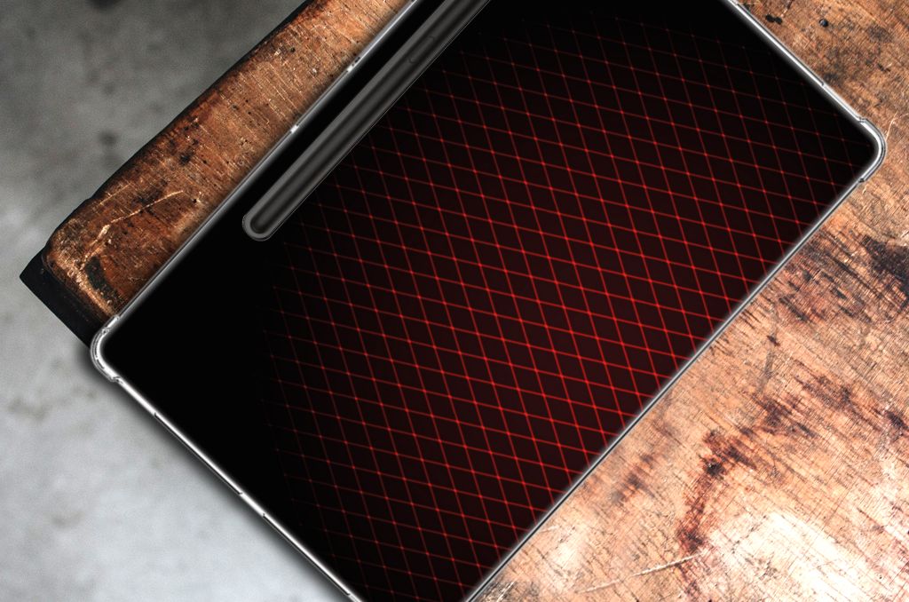 Samsung Galaxy Tab S9 Plus Hippe Hoes Geruit Rood bovenaanzicht ontwerp