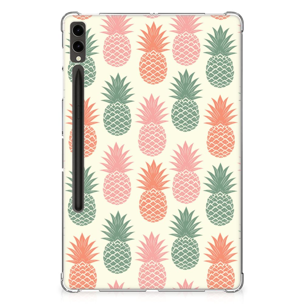 Samsung Galaxy Tab S9 Plus Tablet Cover Ananas met kleurrijke ananaspatroon đ voor bescherming en stijl.