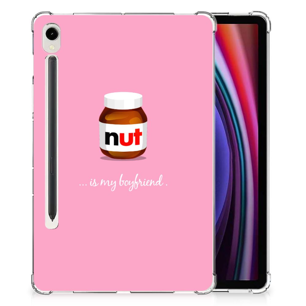 Samsung Galaxy Tab S9 Tablet Cover Nut Boyfriend roze design met chocoladepasta afbeelding
