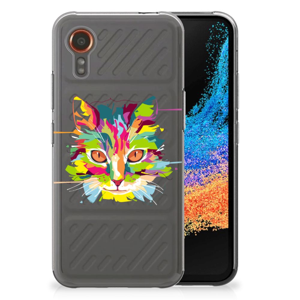 Samsung Galaxy Xcover 7 Telefoonhoesje met Naam Cat Color telefoonhoesje kat kleurrijk aanzicht