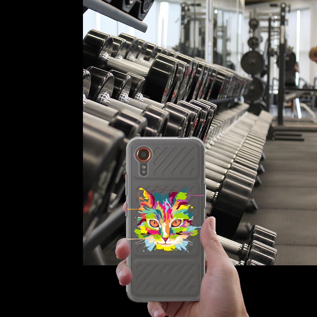 Samsung Galaxy Xcover 7 Telefoonhoesje met Naam Cat Color telefoonhoesje kat kleurrijk aanzicht