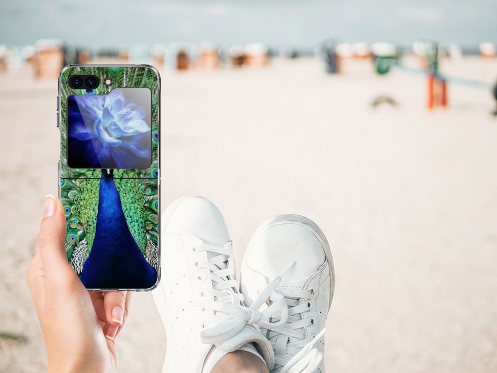 Samsung Galaxy Z Flip 5 TPU Hoesje Pauw pauw design voorzijde strand