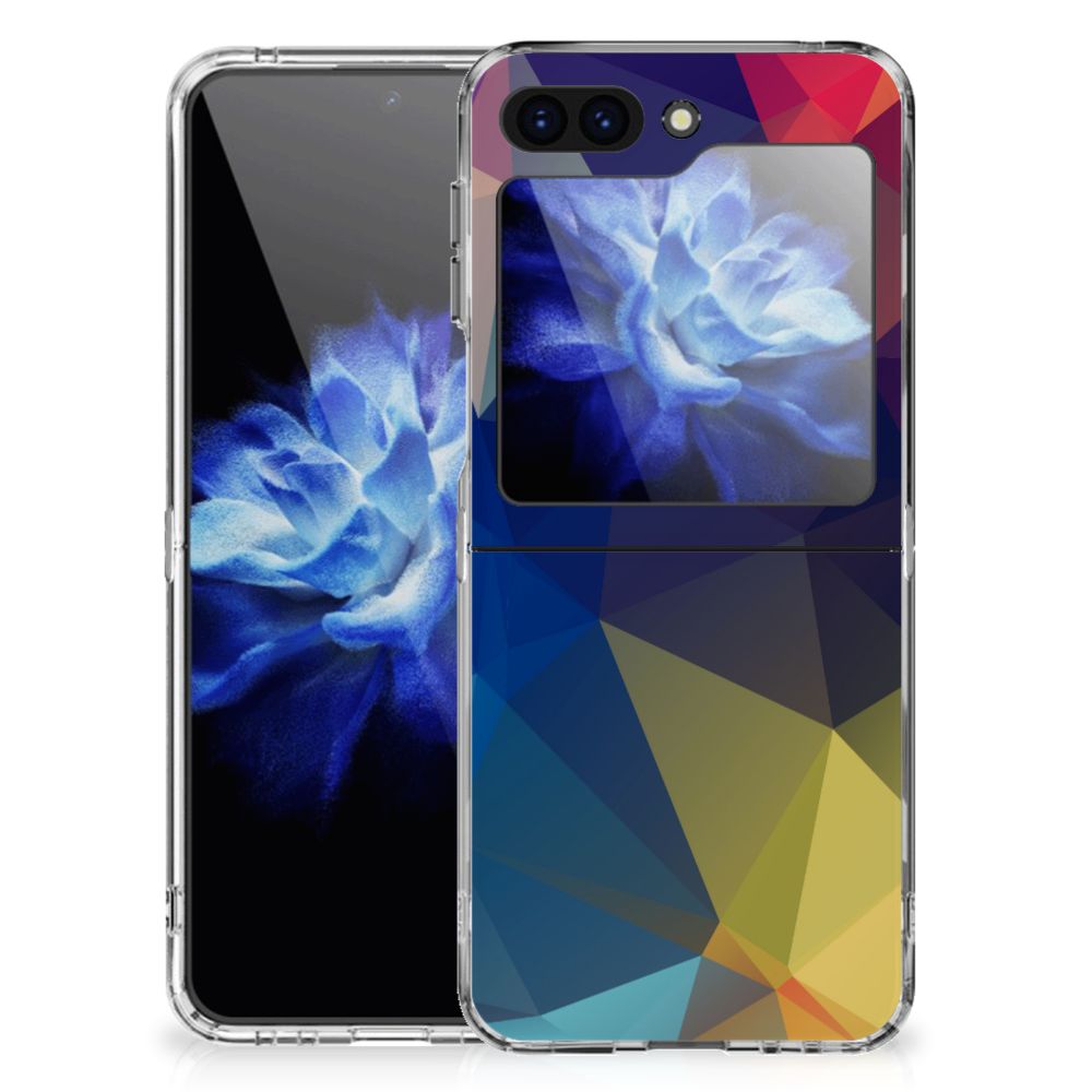Samsung Galaxy Z Flip 5 TPU Hoesje Polygon Dark achterkant voorkant