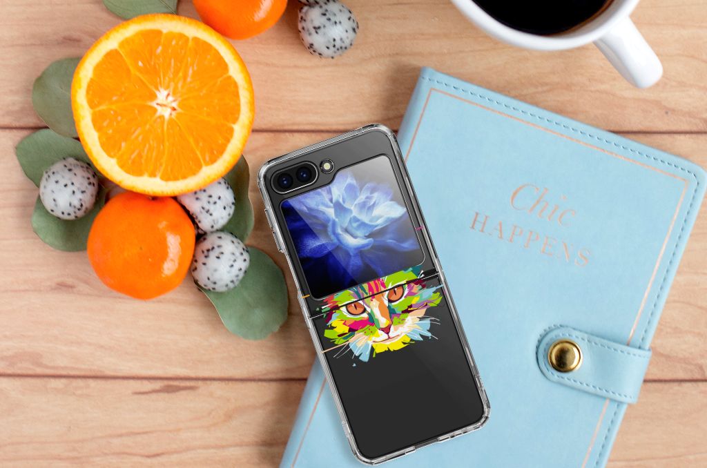 Samsung Galaxy Z Flip 5 Telefoonhoesje met Naam Cat Color