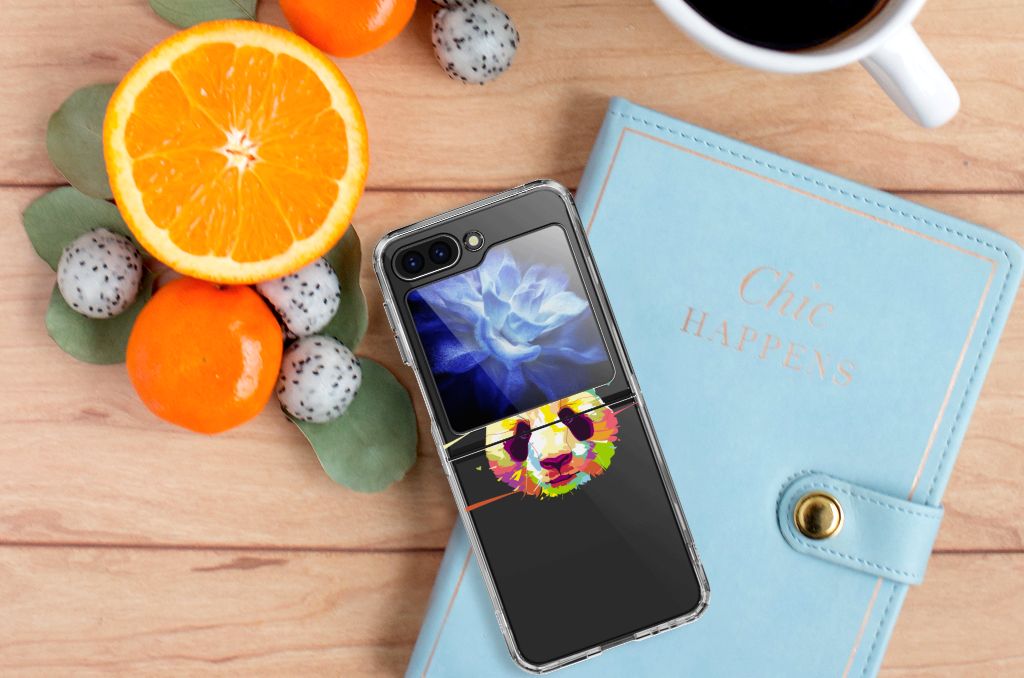 Samsung Galaxy Z Flip 5 Telefoonhoesje met Naam Panda Color