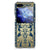 Samsung Galaxy Z Flip 6 TPU Case Beige Flowers achterzijde blauw gouden bloemen