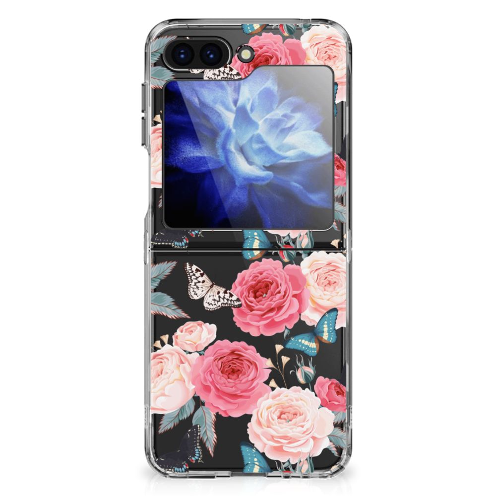 Samsung Galaxy Z Flip 6 TPU Case Butterfly Roses achterkant design bloemen