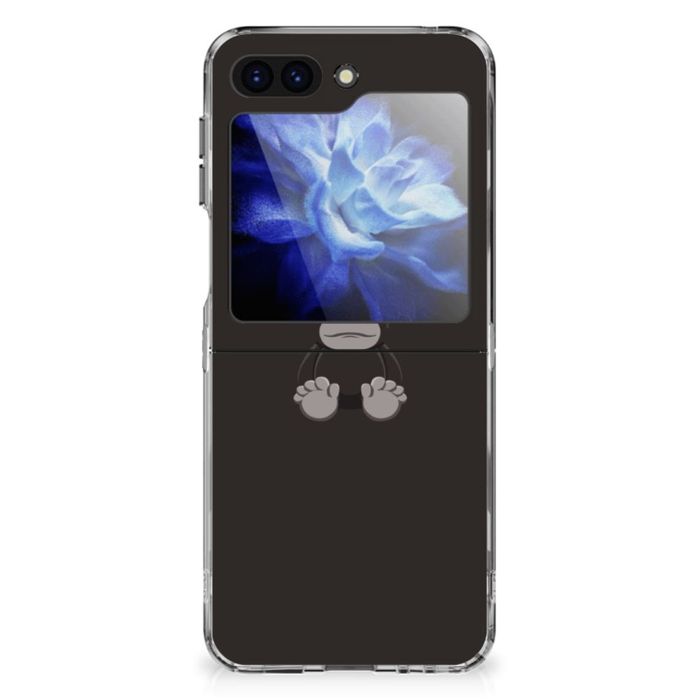 Samsung Galaxy Z Flip 6 Telefoonhoesje met Naam Gorilla telefoonhoesje bloemenontwerp achterkant