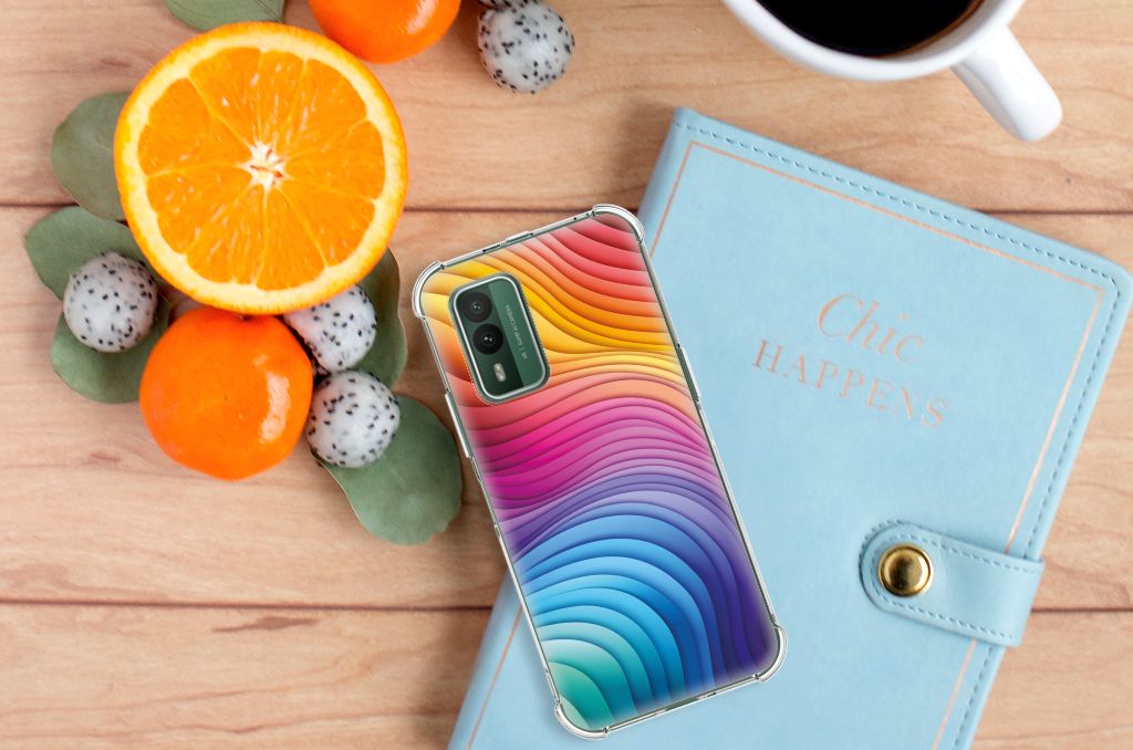 Nokia XR21 Shockproof Case Regenboog design aanzicht