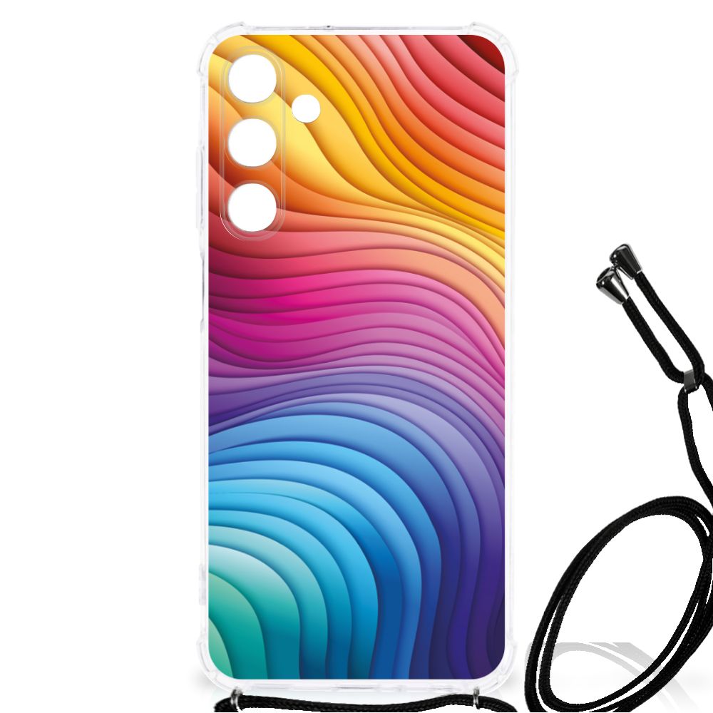 Samsung Galaxy A25 Shockproof Case Regenboog kleuren design achterkant