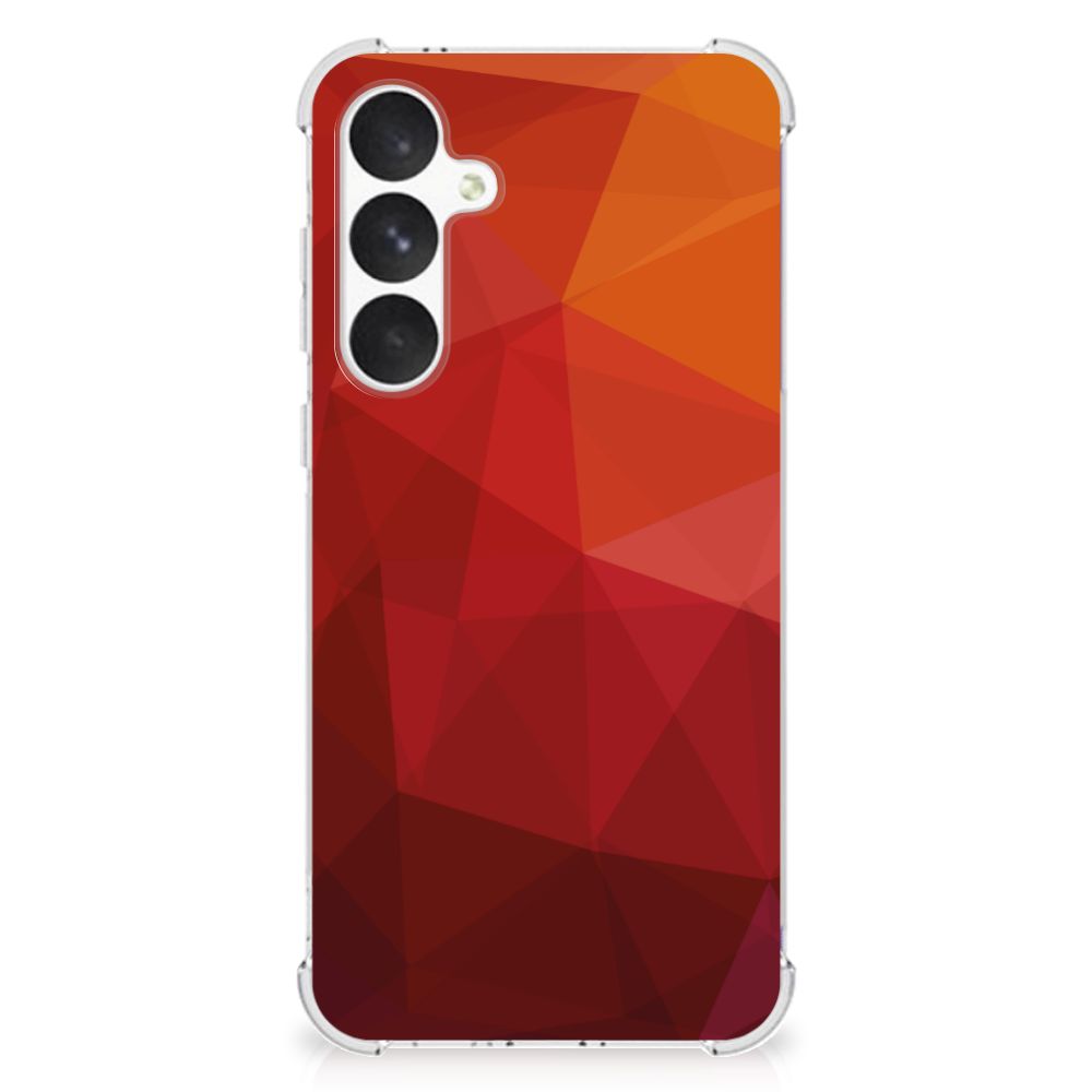 Samsung Galaxy A55 Shockproof Case Polygon Red achterkant abstracte vormen