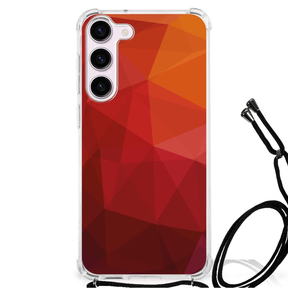 Samsung Galaxy S23 Shockproof Case Polygon Red zijaanzicht