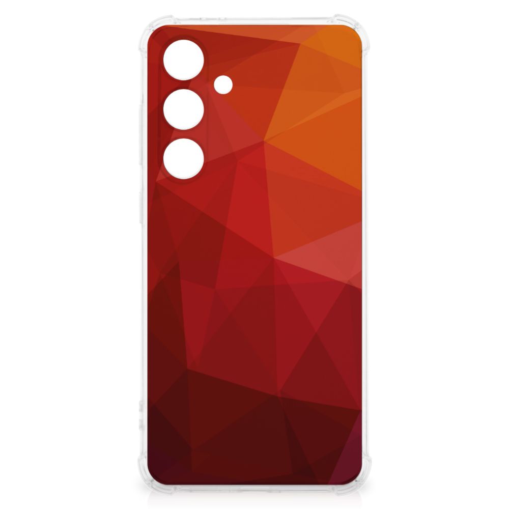 Samsung Galaxy S24 FE Shockproof Case Polygon Red design voorkant
