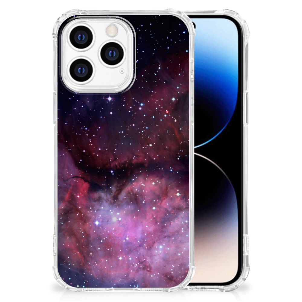 iPhone 14 Pro Shockproof Case Galaxy design voorkant en achterkant