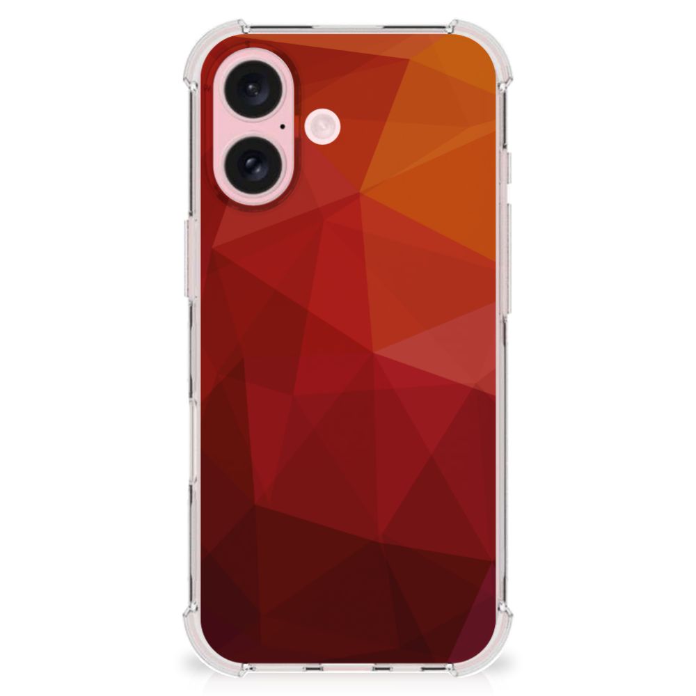 Shockproof Case voor iPhone 16 Polygon Red achterkant abstracte vormen