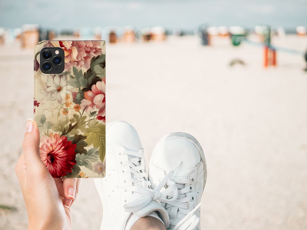 Smart Cover voor Apple iPhone 11 Pro Max Bloemen met bloemenprint, perfect voor een casual zomerdag đ¸