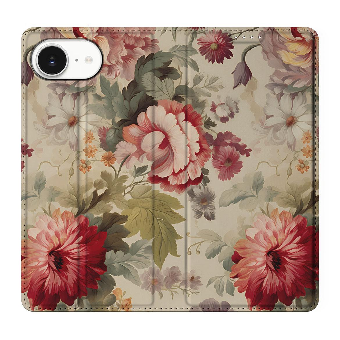 Apple iPhone 16e Smart Cover voor Apple iPhone 16e Bloemen bloemenprint aanzicht