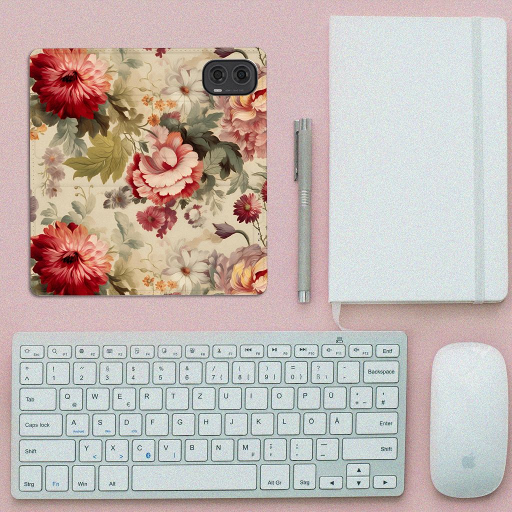 Motorola Moto G24 G04 G24 Power Smart Cover voor Motorola Moto G24 G04 G24 Power Bloemen boven aanzicht