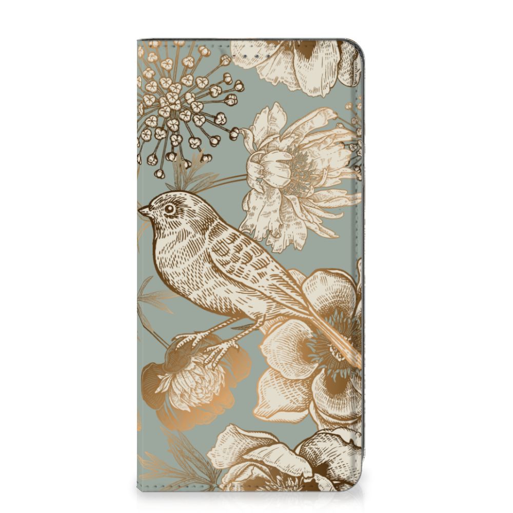 Nokia G22 Smart Cover Vintage Bird Flowers voorkant