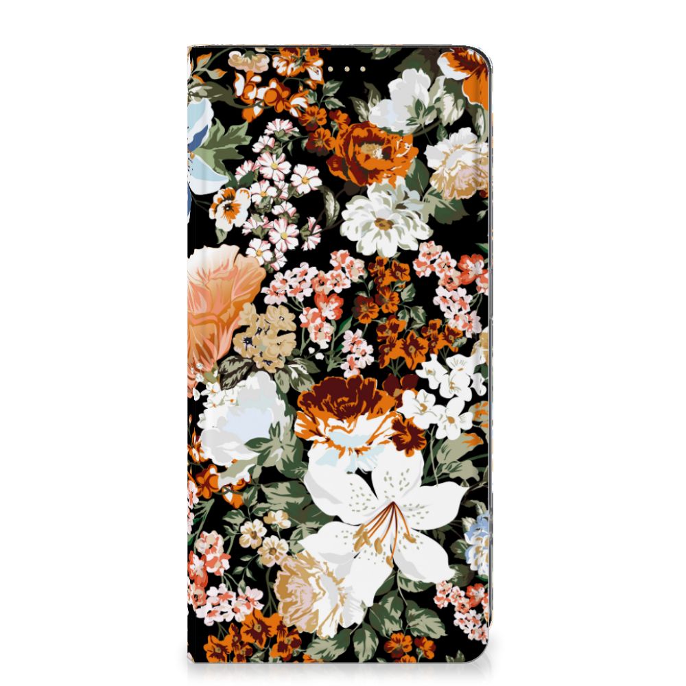 Smart Cover voor OPPO Reno8 T 4G Dark Flowers bloemen design voorkant