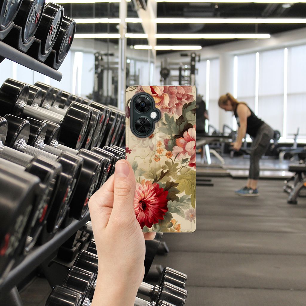 OnePlus Nord CE 3 Lite Smart Cover Bloemen hand gym interieur