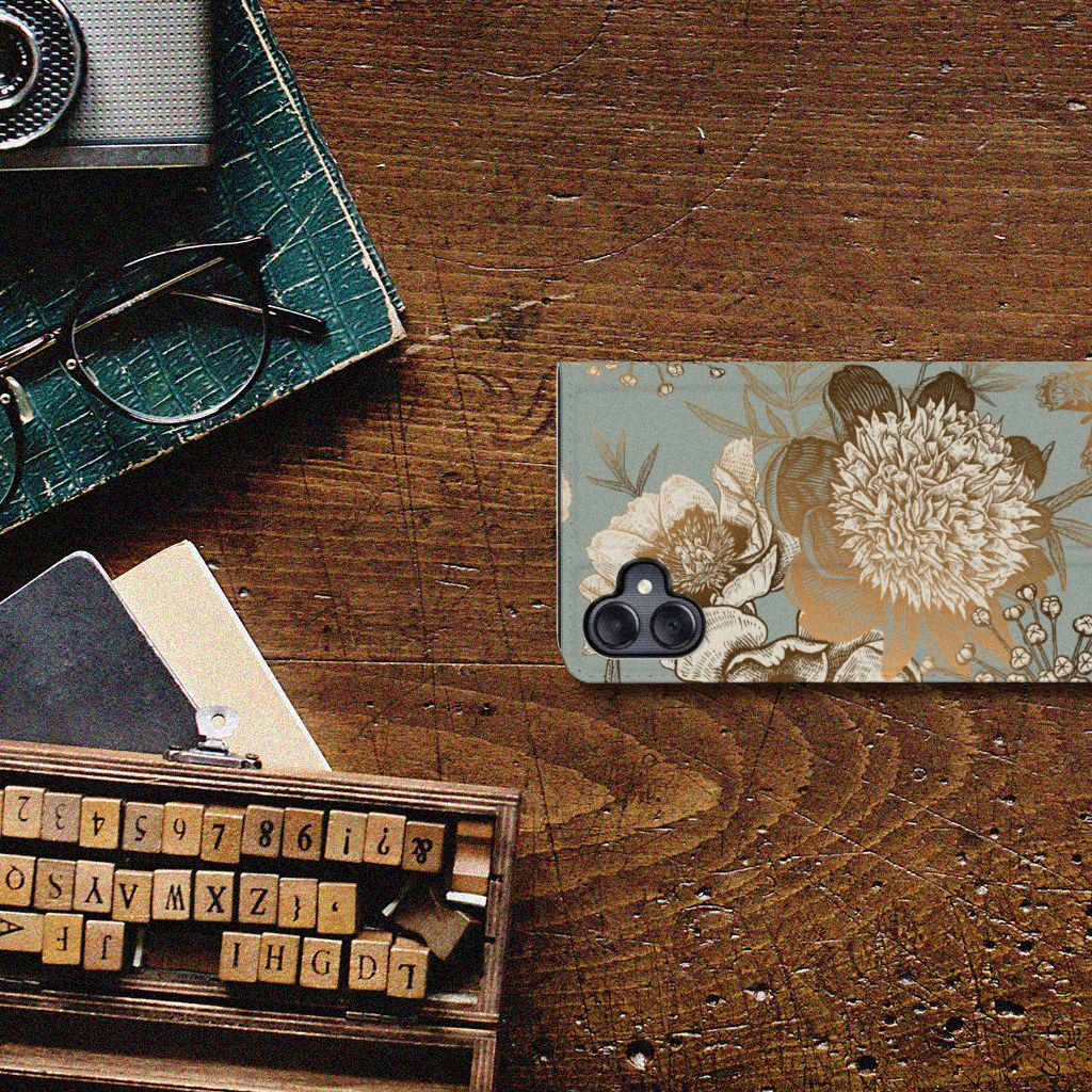 Samsung Galaxy A05 Smart Cover Vintage Bird Flowers vlak