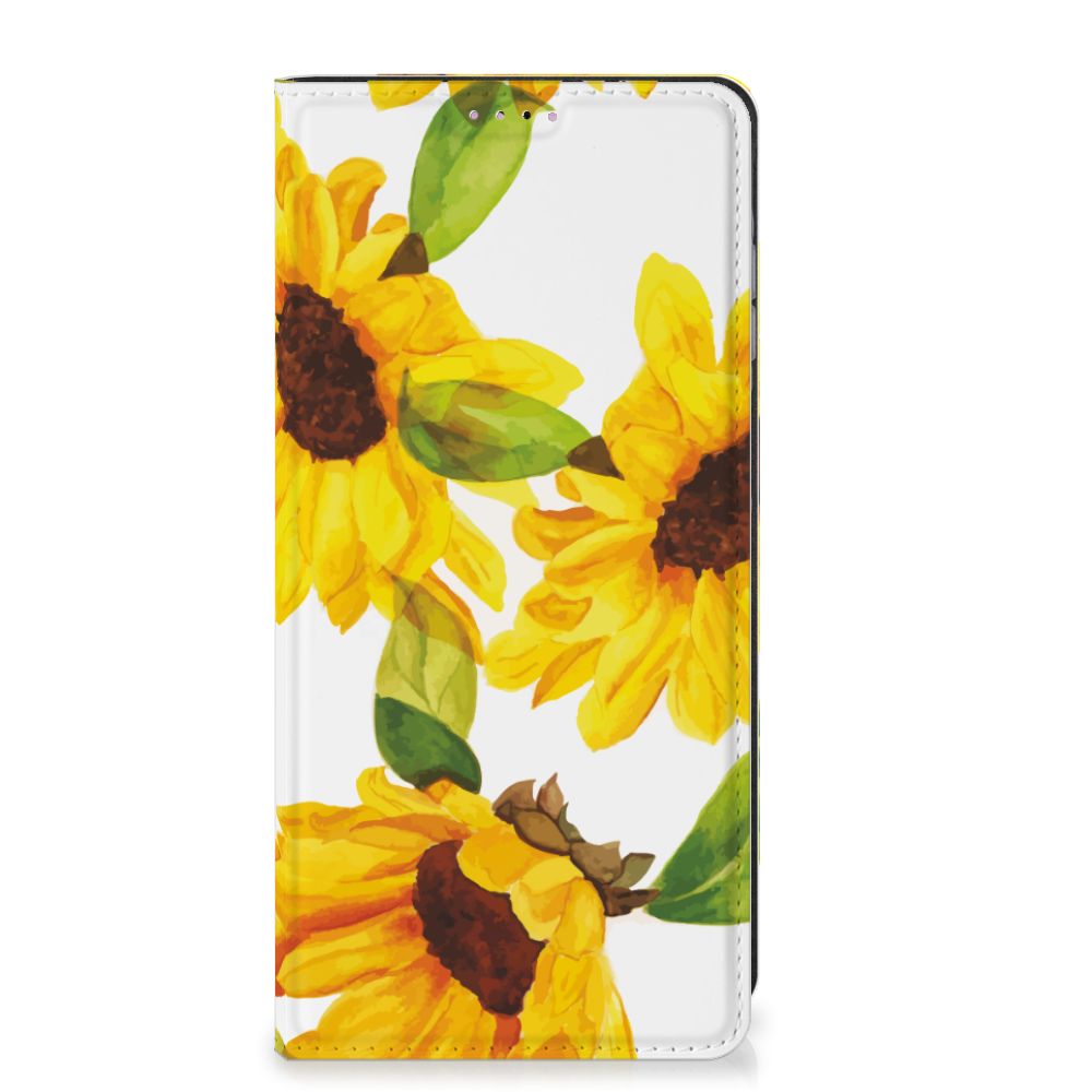 Smart Cover voor Samsung Galaxy A25 Zonnebloemen met stralende zonnebloemen đģ voor gebruiksgemak en bescherming.