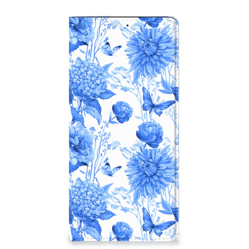 Samsung Galaxy A33 5G Smart Cover Flowers Blue voorkant