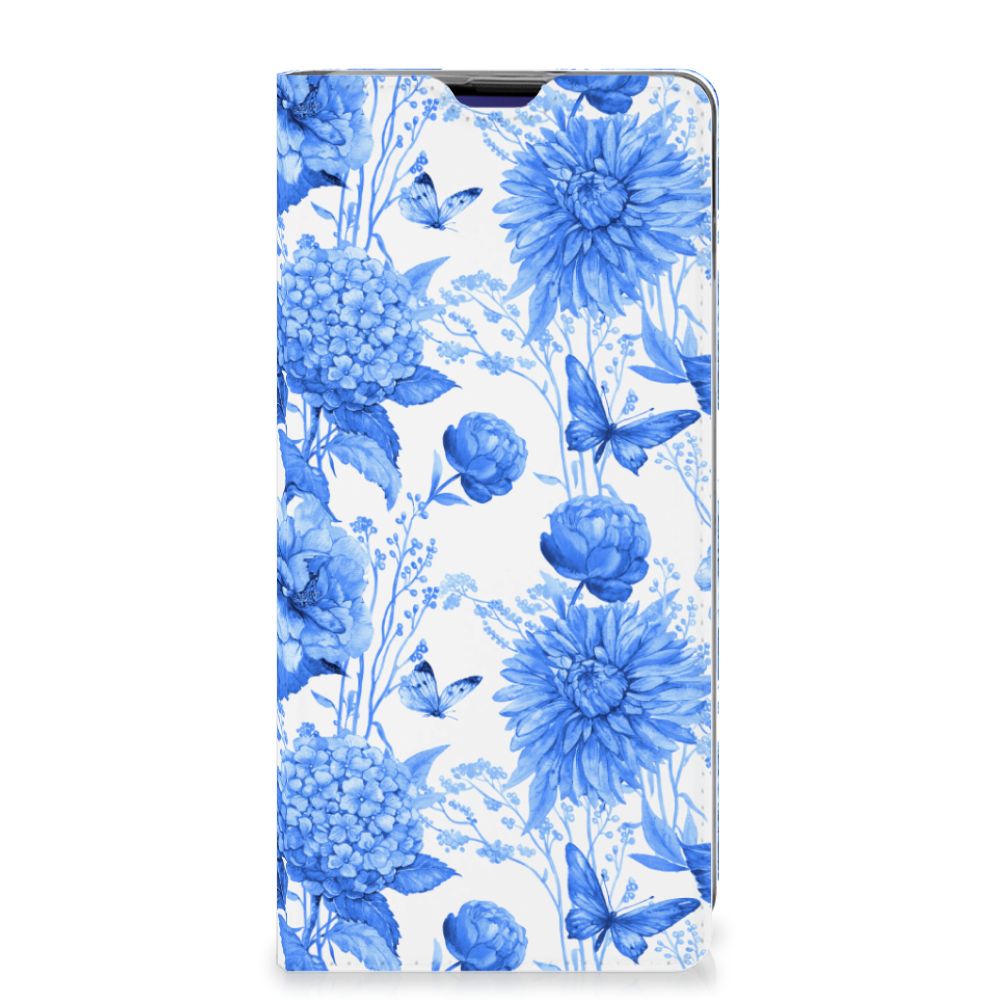 Samsung Galaxy S10 Plus Smart Cover Flowers Blue voorkant