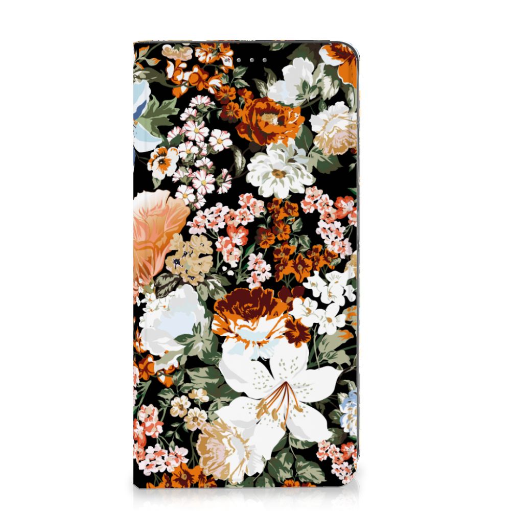 Smart Cover voor Samsung Galaxy S24 Dark Flowers met kleurrijk bloemen design đ¸ voor gebruiksgemak en bescherming.