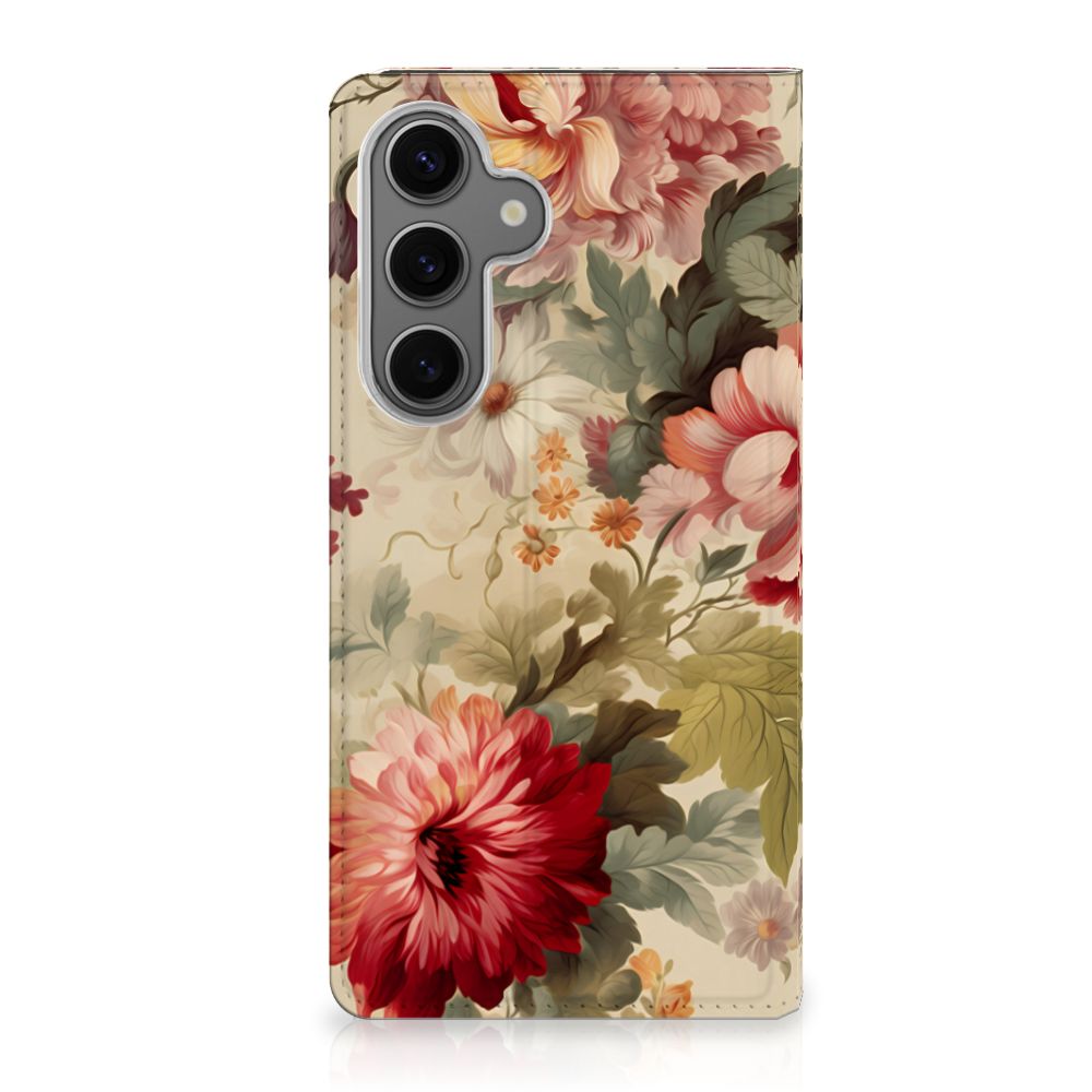 Samsung Galaxy S24FE Smart Cover Bloemen voorkant