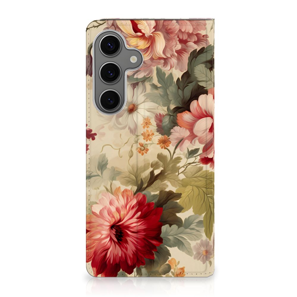 Samsung Galaxy S25 Plus Smart Cover Bloemen aanzicht