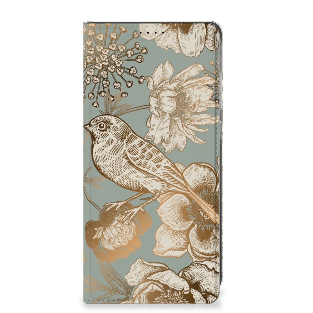 Samsung Galaxy S25 Plus Smart Cover Vintage Bird Flowers vooraanzicht