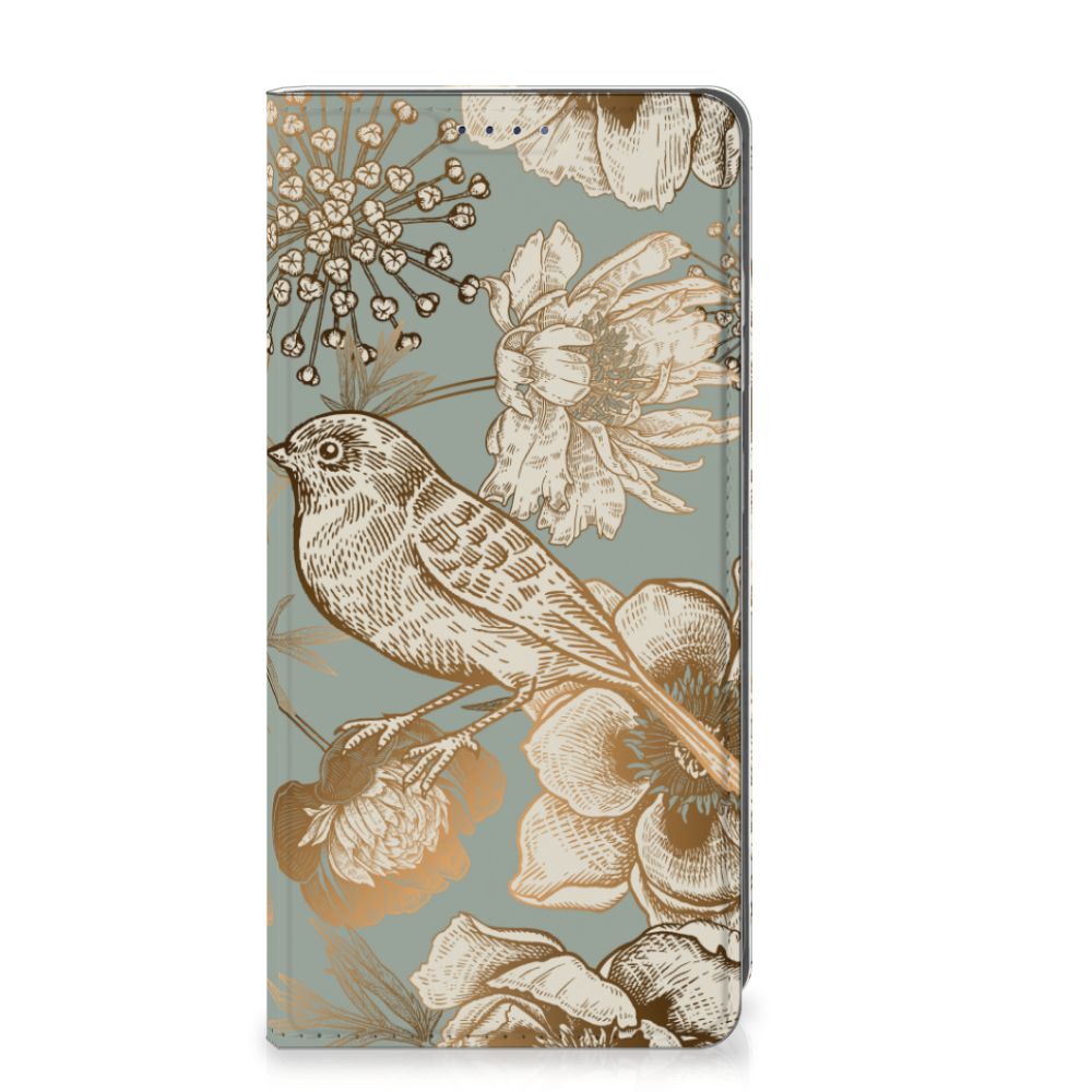 Samsung Galaxy S25 Smart Cover Vintage Bird Flowers voorkant