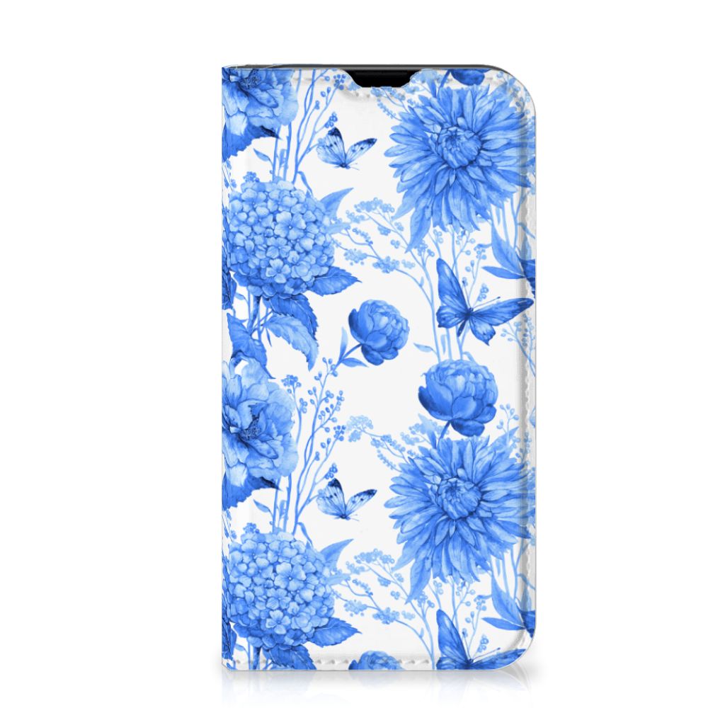 Smart Cover voor iPhone 13 Mini Flowers Blue met prachtig blue bloemen design đ¸.