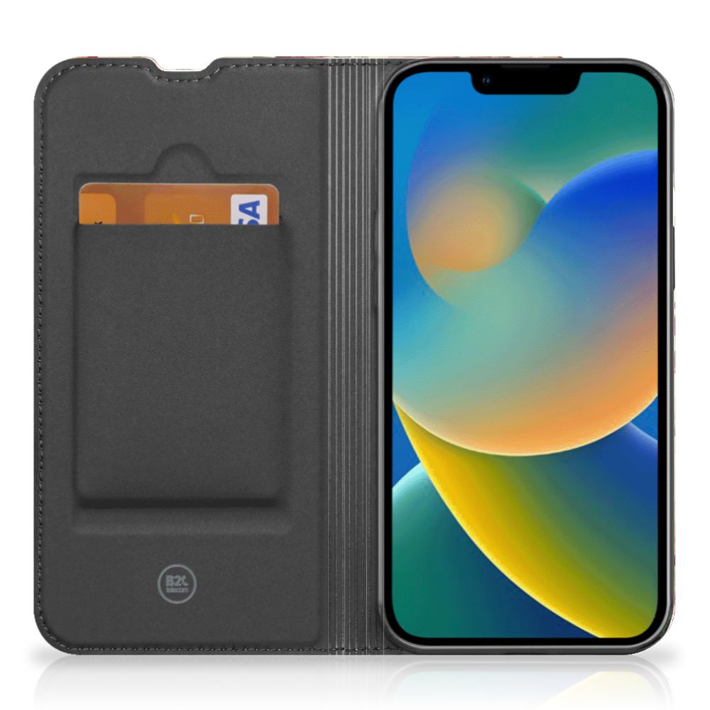 Smart Cover voor iPhone 14 Bloemen ontwerp zicht binnenzijde pasjesvak