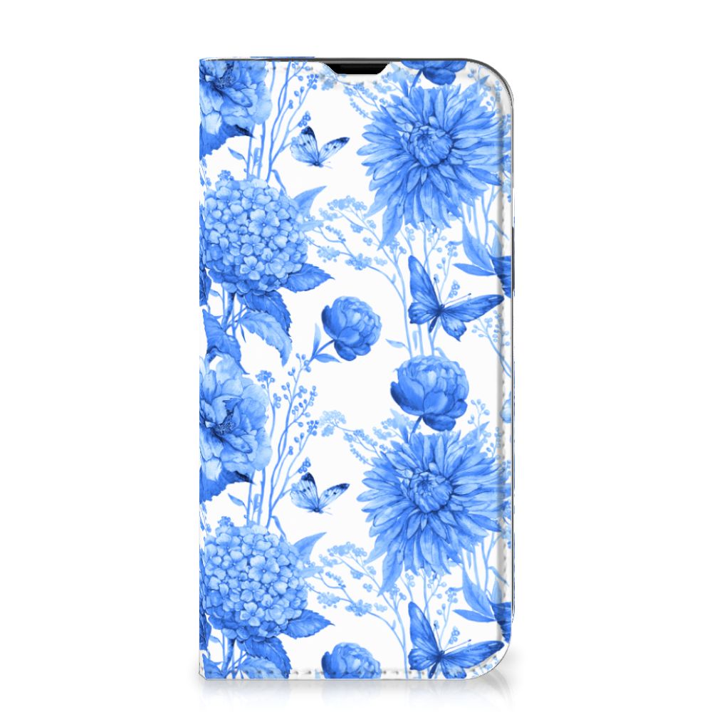 Smart Cover voor iPhone 14 Flowers Blue met prachtig Delftsblauw bloemenontwerp đ¸