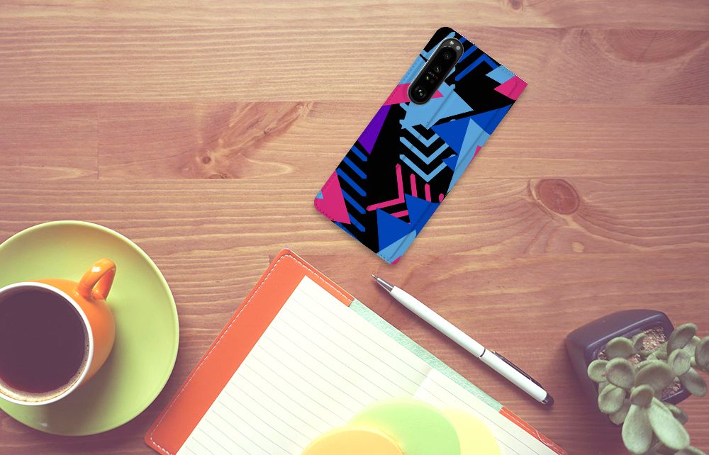 Sony Xperia 1 III Stand Case Funky Triangle design funky triangle bovenaanzicht
