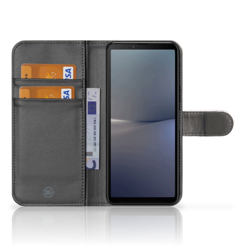 Sony Xperia 10 V Bookcase Marmer Oranje boekcase oranje marmer aanzicht