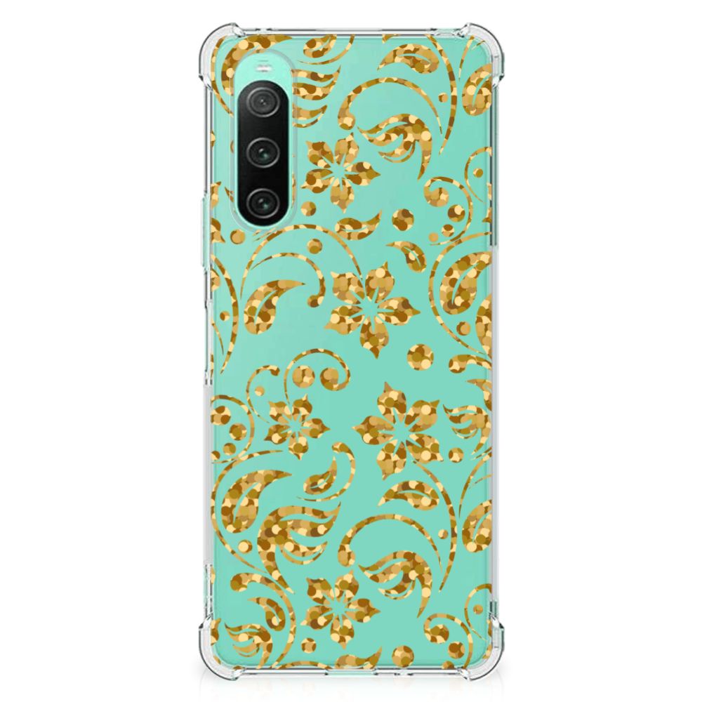 Sony Xperia 10 V Case Gouden Bloemen B2C Telecom