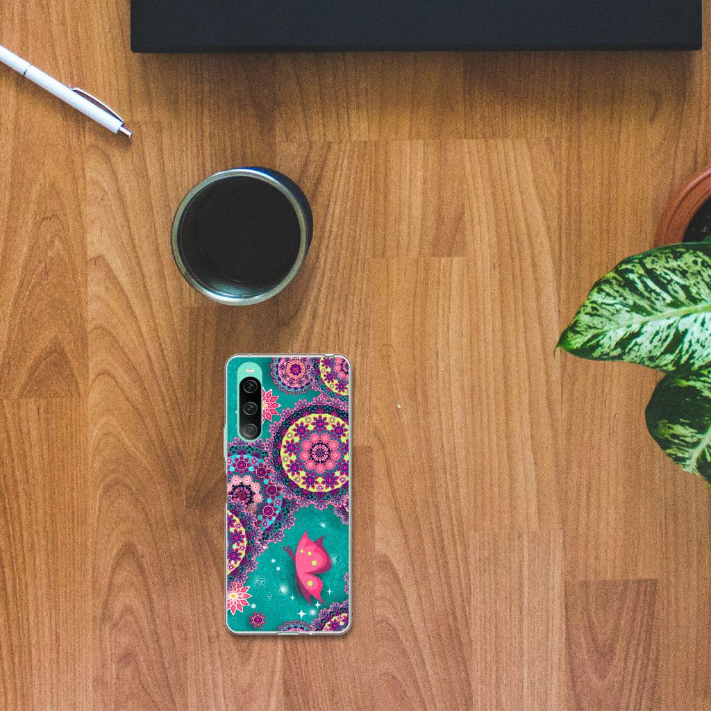 Sony Xperia 10 V Hoesje maken Cirkels en Vlinders design cirkels vlinders bovenaanzicht