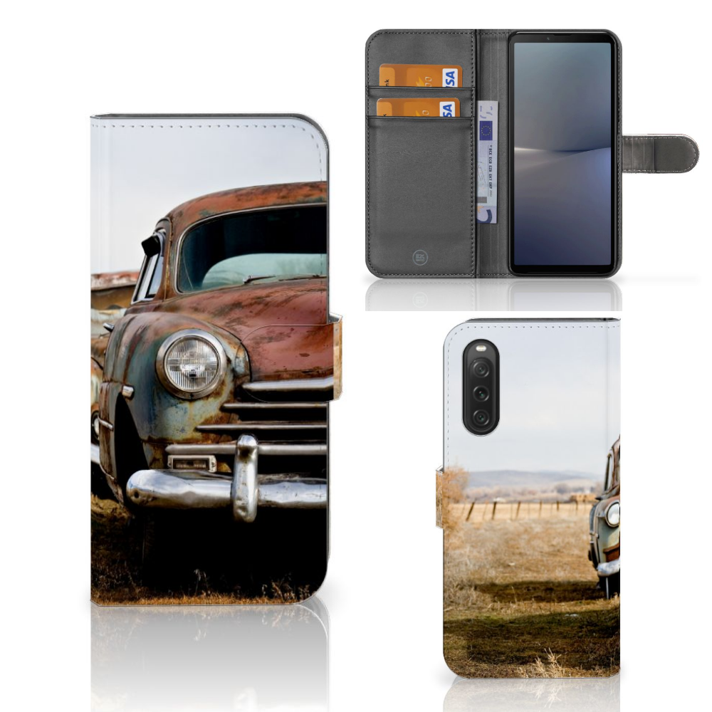 Sony Xperia 10 V Telefoonhoesje met foto Vintage Auto hoesje vintage auto aanzicht
