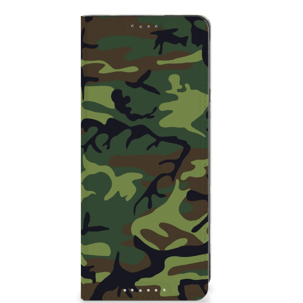 Sony Xperia 5 V Hoesje met Magneet Army Dark camouflage ontwerp voorkant