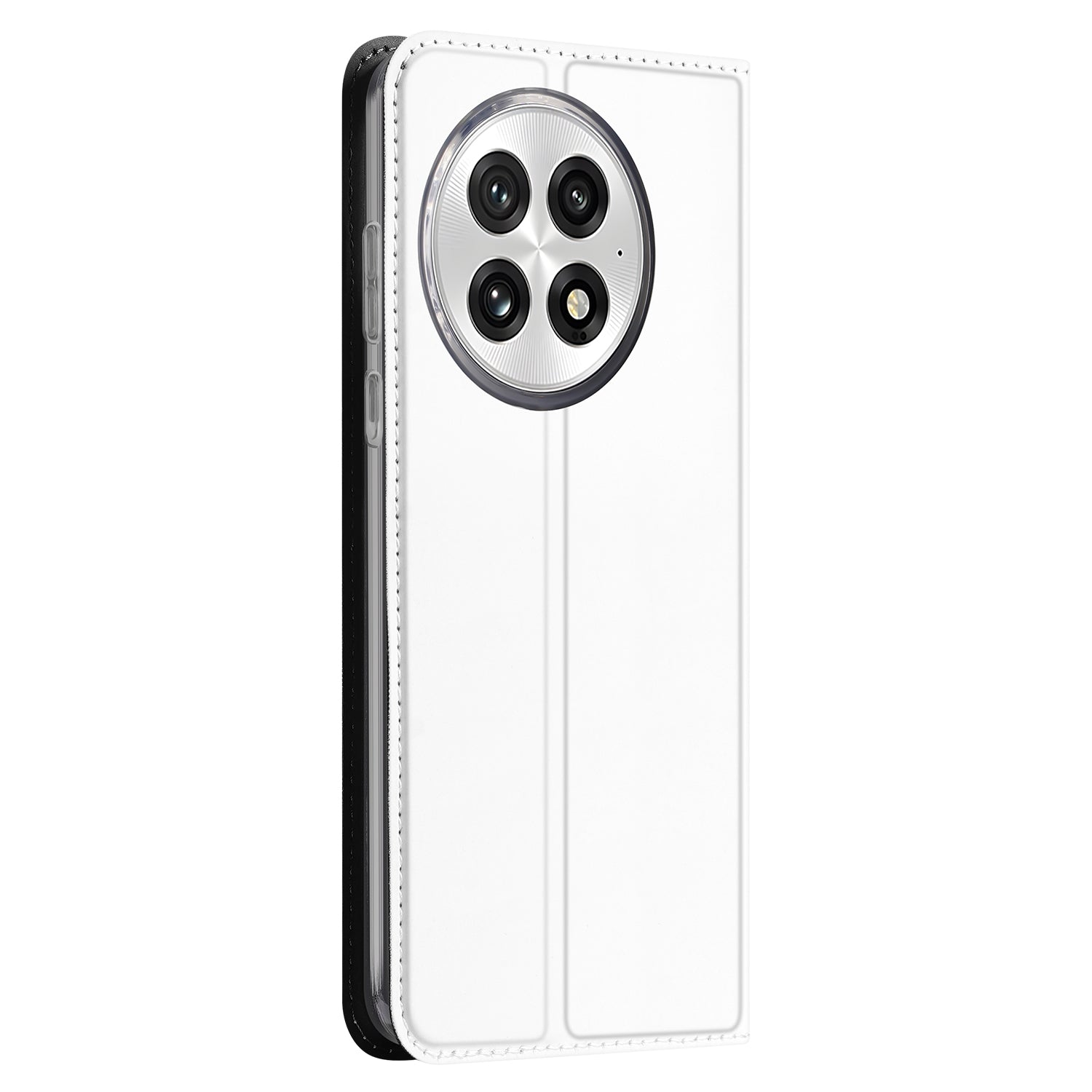 OnePlus 13 Stand Case Hoesje Wit met Pashouder zijaanzicht