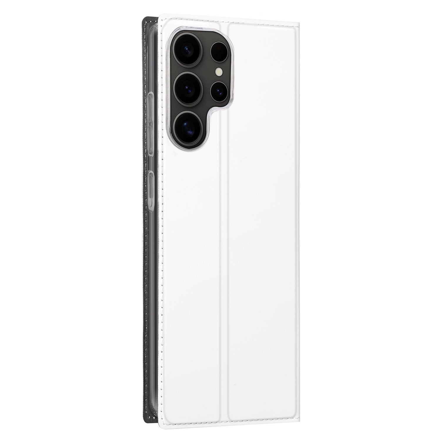 Samsung Galaxy S25 Ultra Stand Case Hoesje Wit met Pashouder zijkant