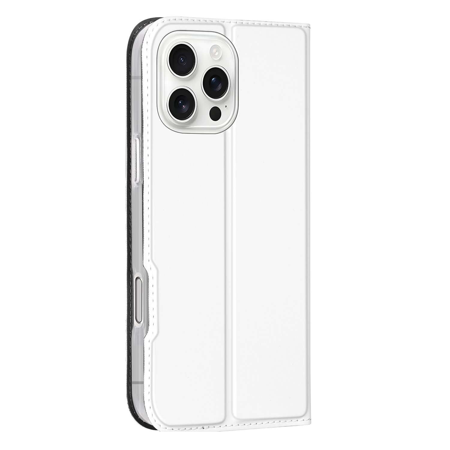 Stand Case Hoesje iPhone 16 Pro Max Wit met Pashouder design wit aanzicht