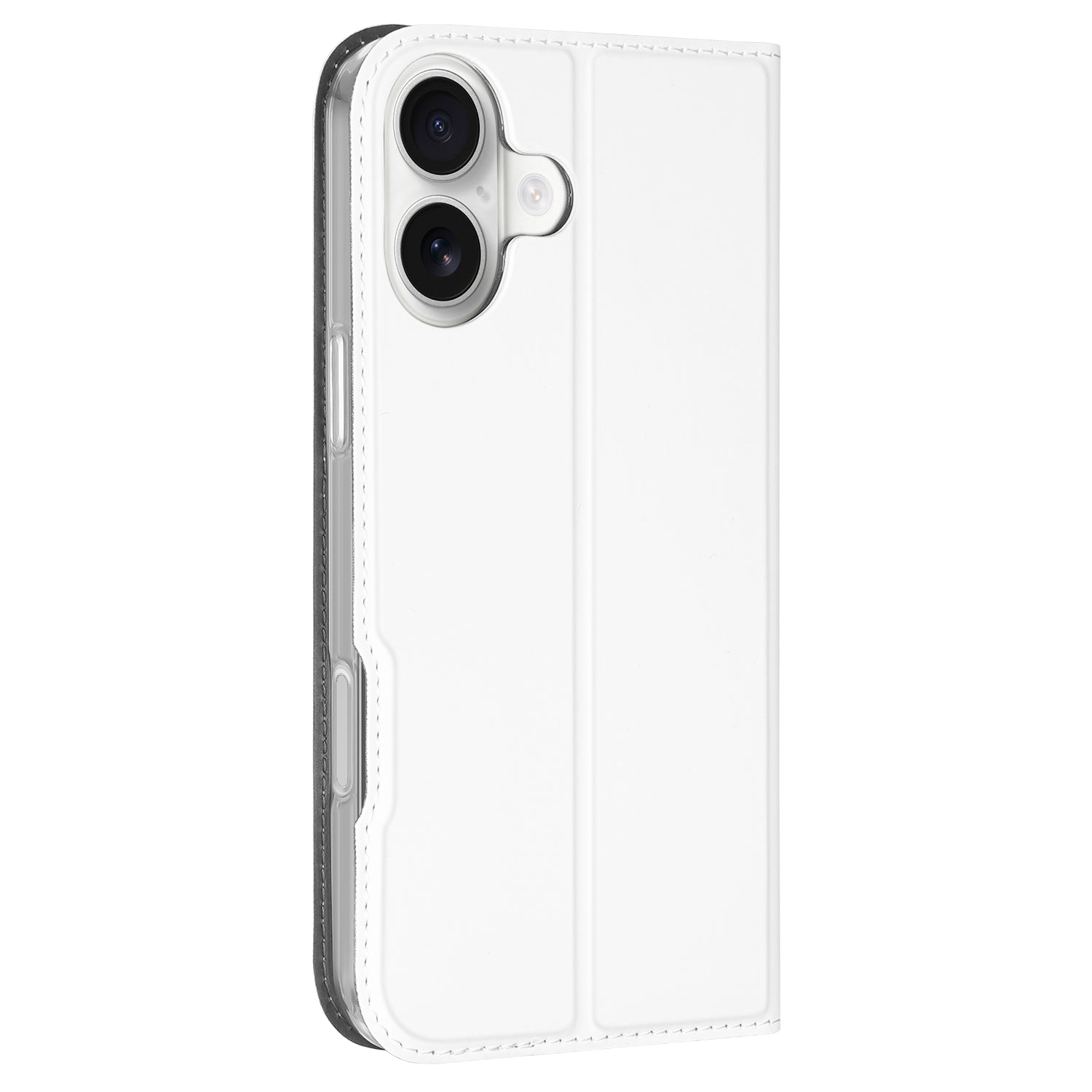 Stand Case Hoesje iPhone 16 Wit met Pashouder cover wit voorzijde